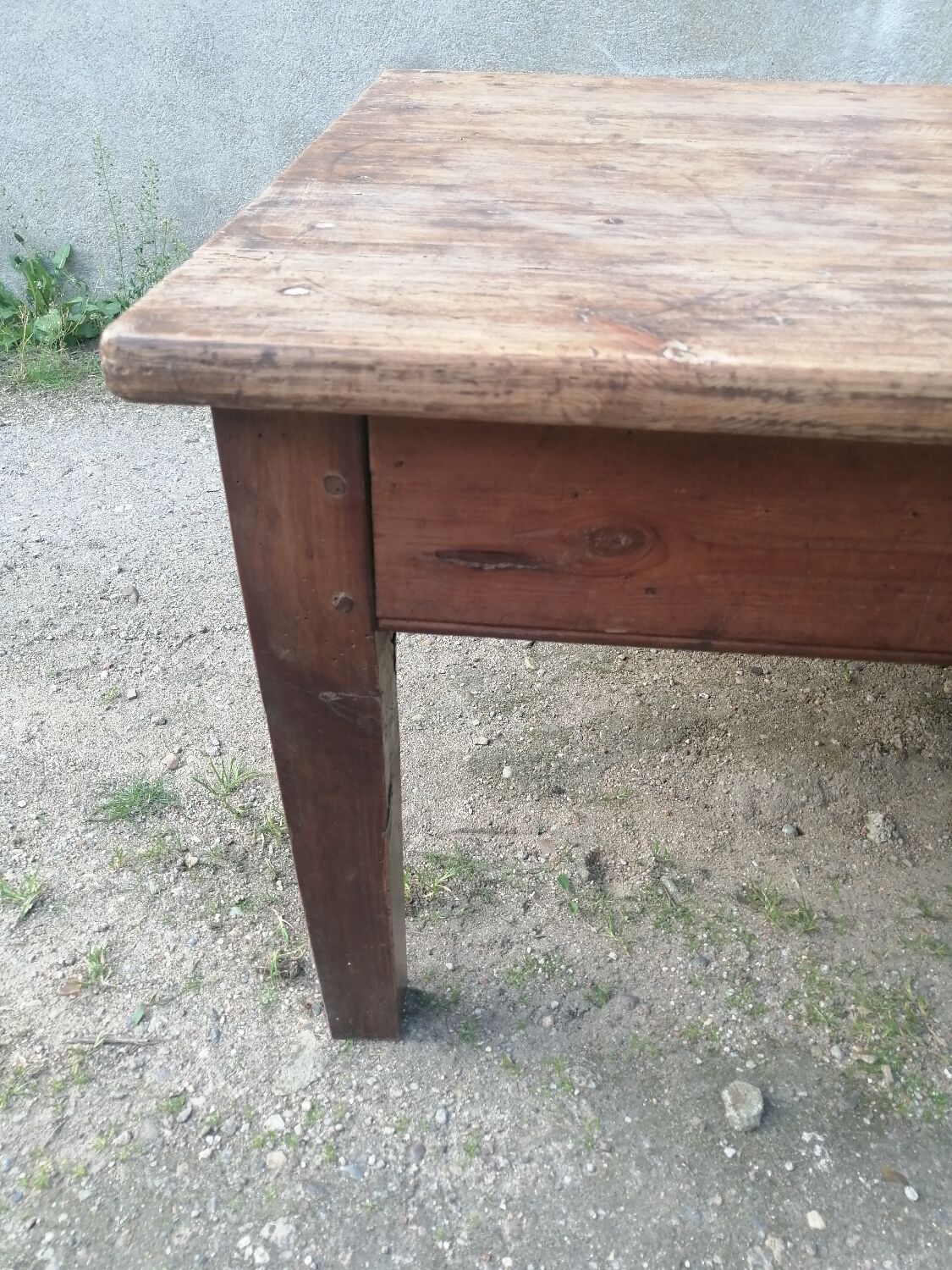 Antique wooden farmhouse table