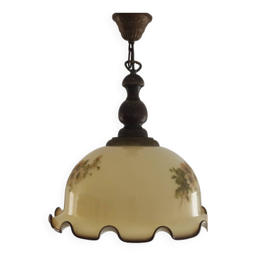 Lustre en verre au bord festonné vintage