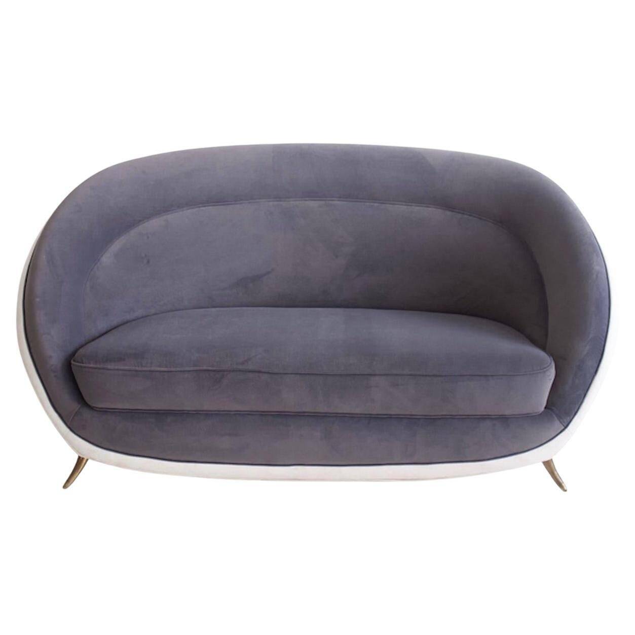 Grey velvet sofa by Guglielmo Veronesi for ISA, circa 1950.