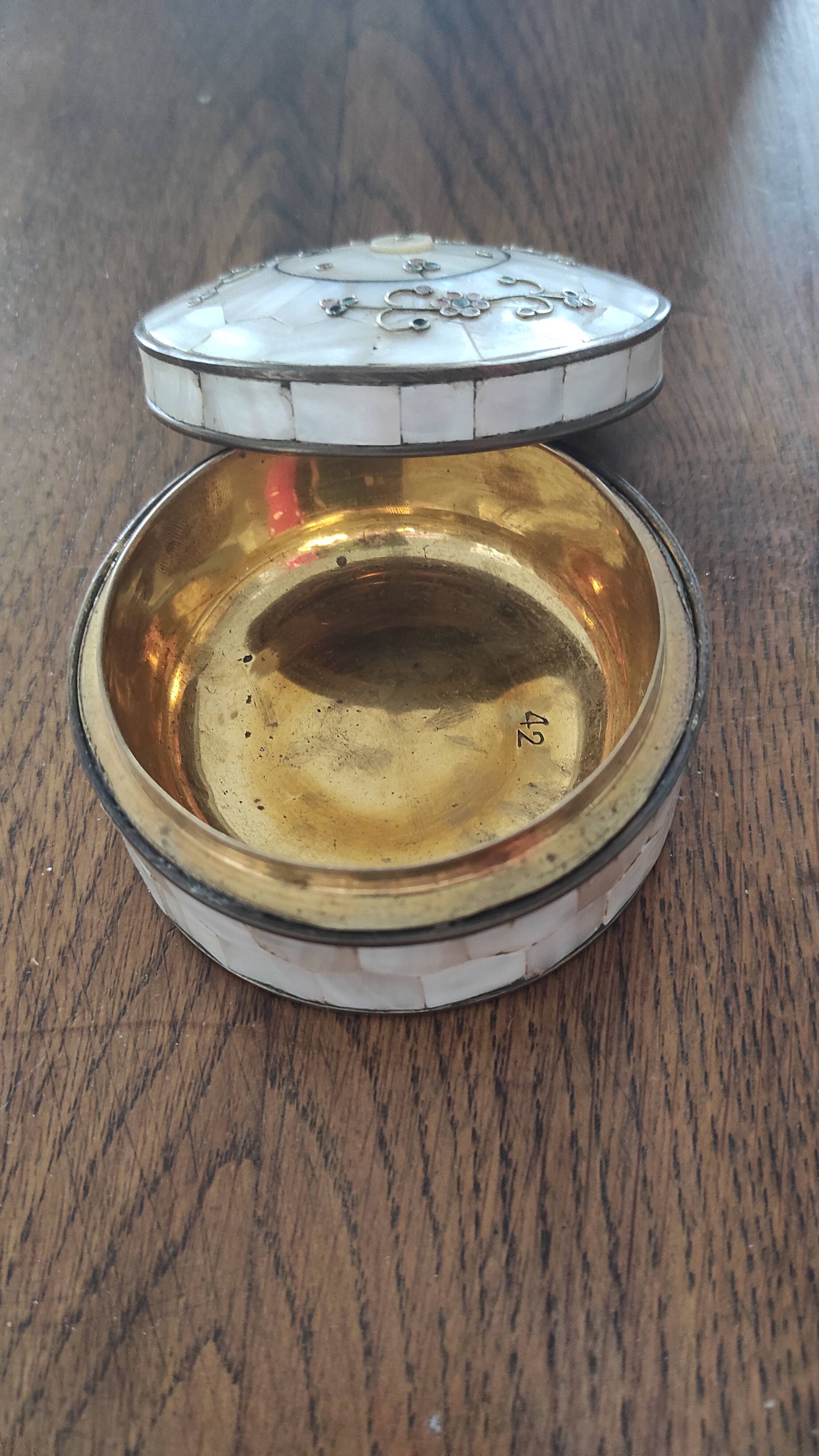 Bronze and mother-of-pearl jewelry box