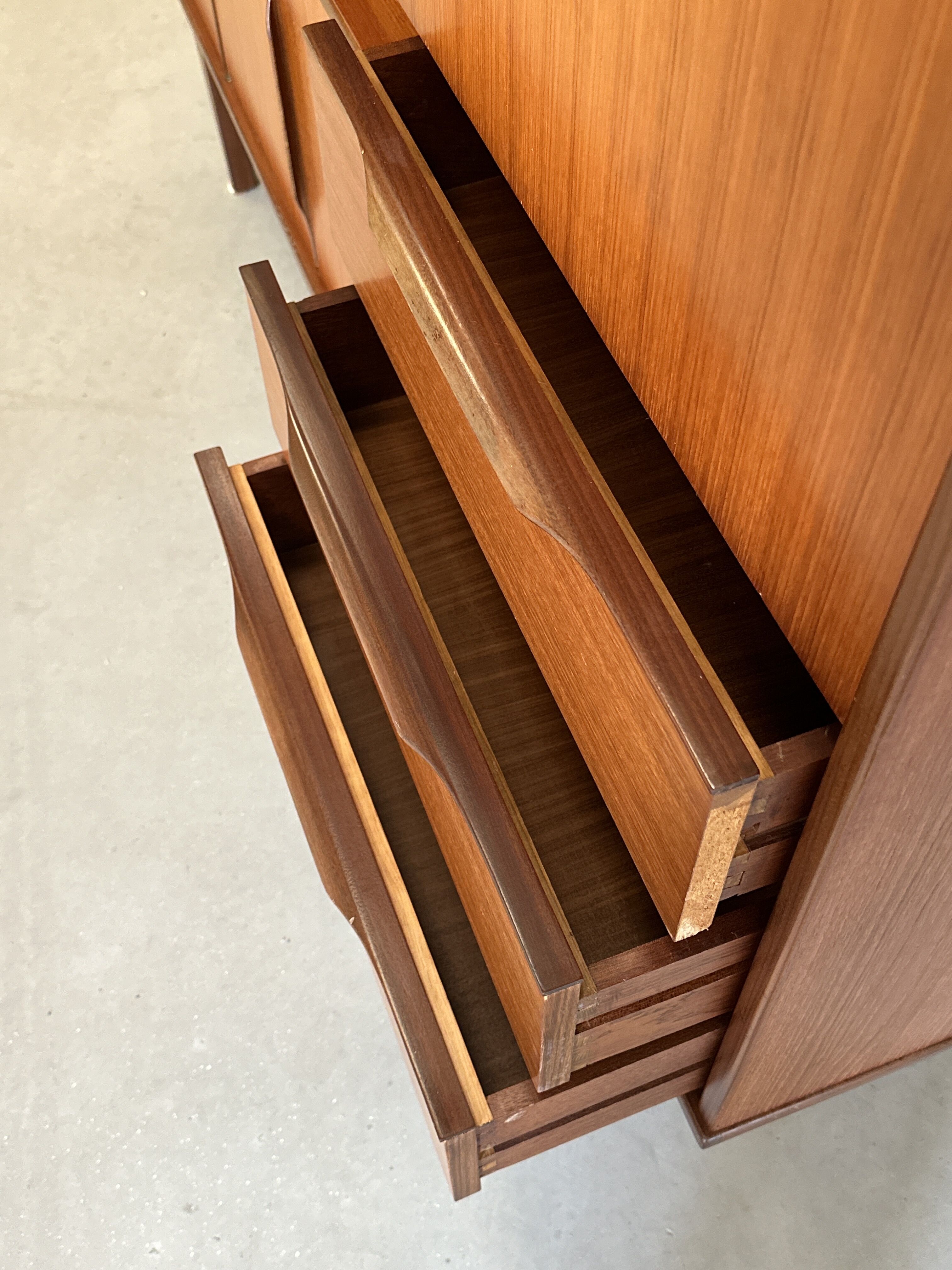 Very beautiful Scandinavian highboard in teak from the 1960s.