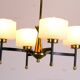 Maison Arlus, Mid-century chandelier, brass and opaline, France 1950