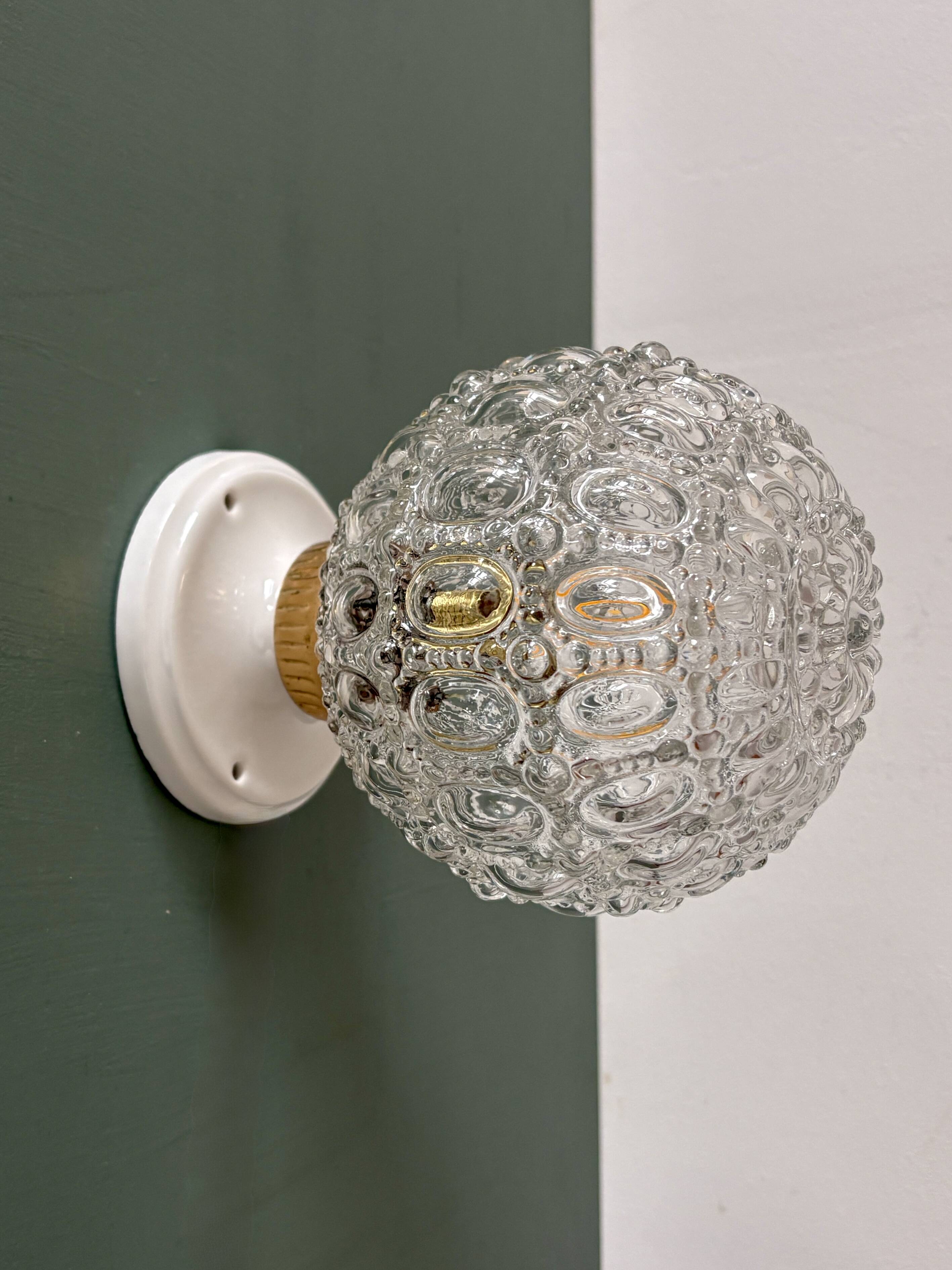 Vintage moulded glass wall or ceiling light globe
