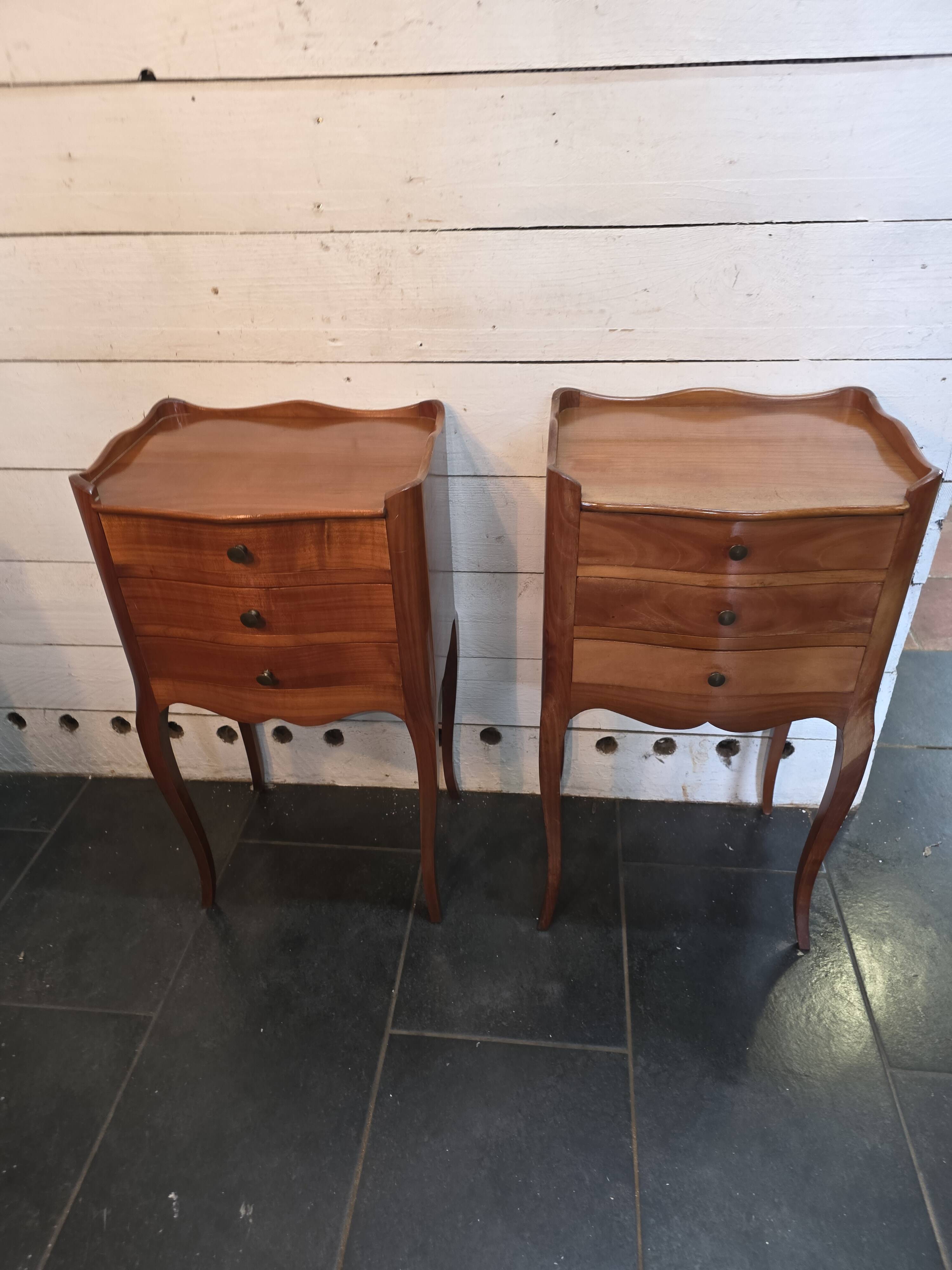 Pair of Louis XV style cherrywood bedside tables