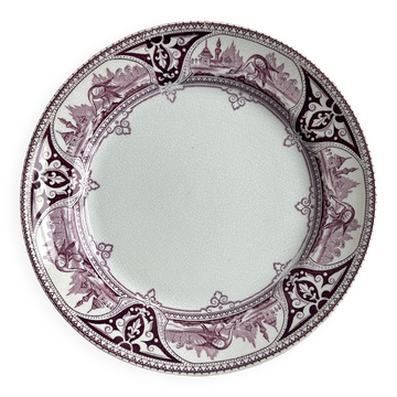 Assiette ancienne à décor oriental violet