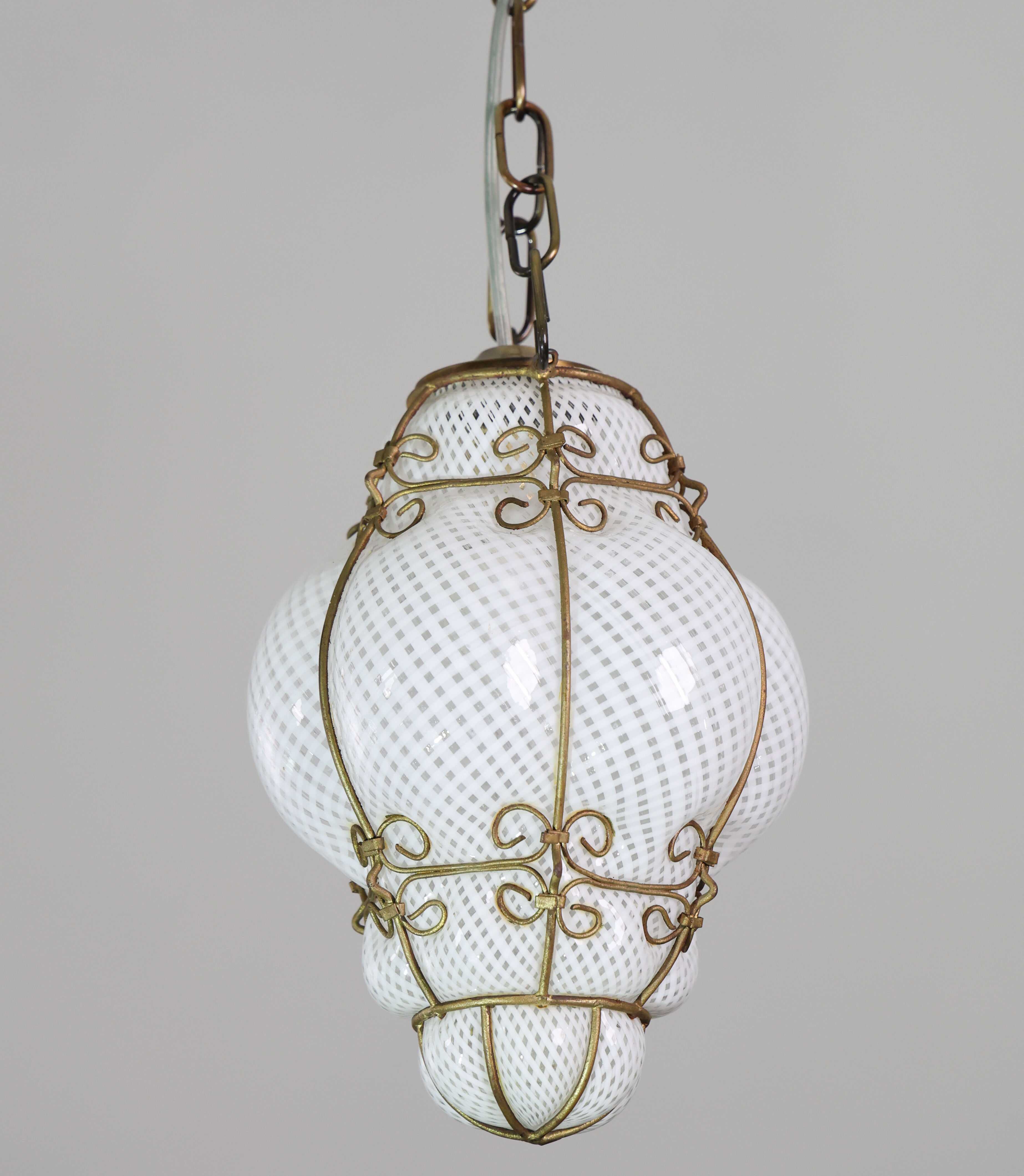 Venetian Lantern in Murano Reticello Glass, 1950s