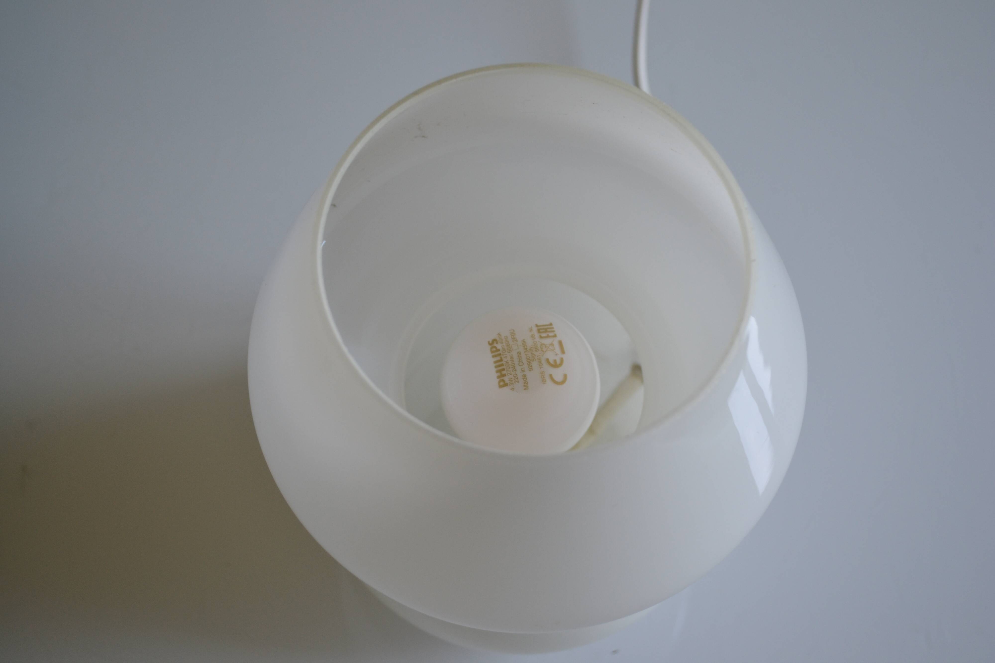 mushroom night light opal glass white Italy 80's 1980