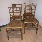 4 chaises bambou bois doré napoleon 3