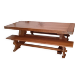 Monastery table set with its 2 solid oak benches