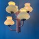 Mid-century opaline glass chandelier with a pink structure.