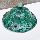 Hanging planter in green earthenware