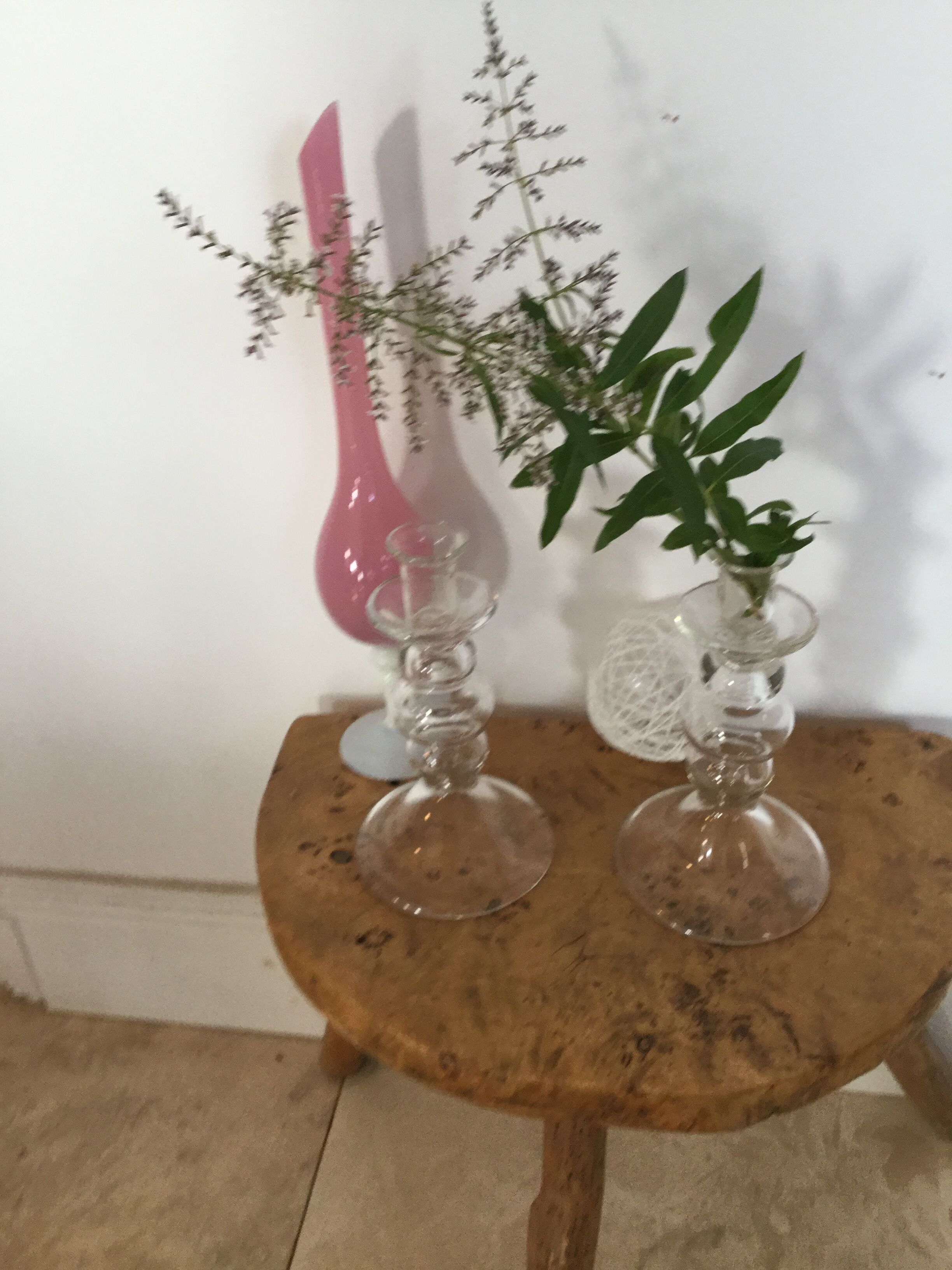 Pair of glass candlesticks