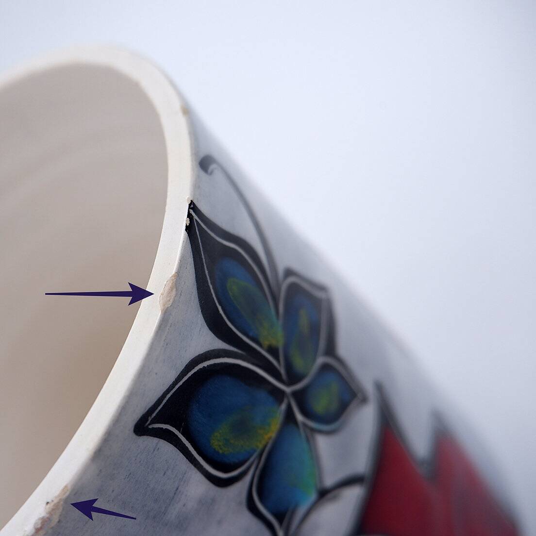 Italian round vase with bottle and floral motifs - 1950s/1960s