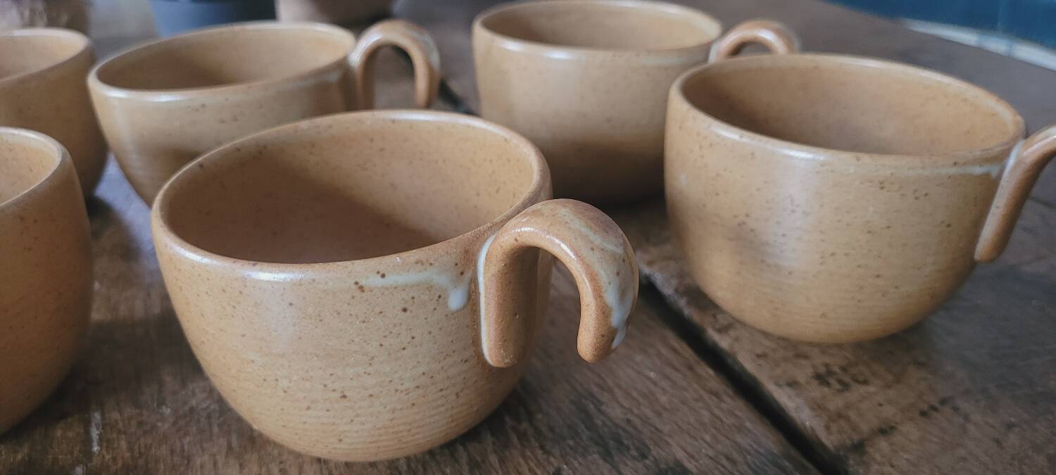 Set of 6 stoneware cups from France