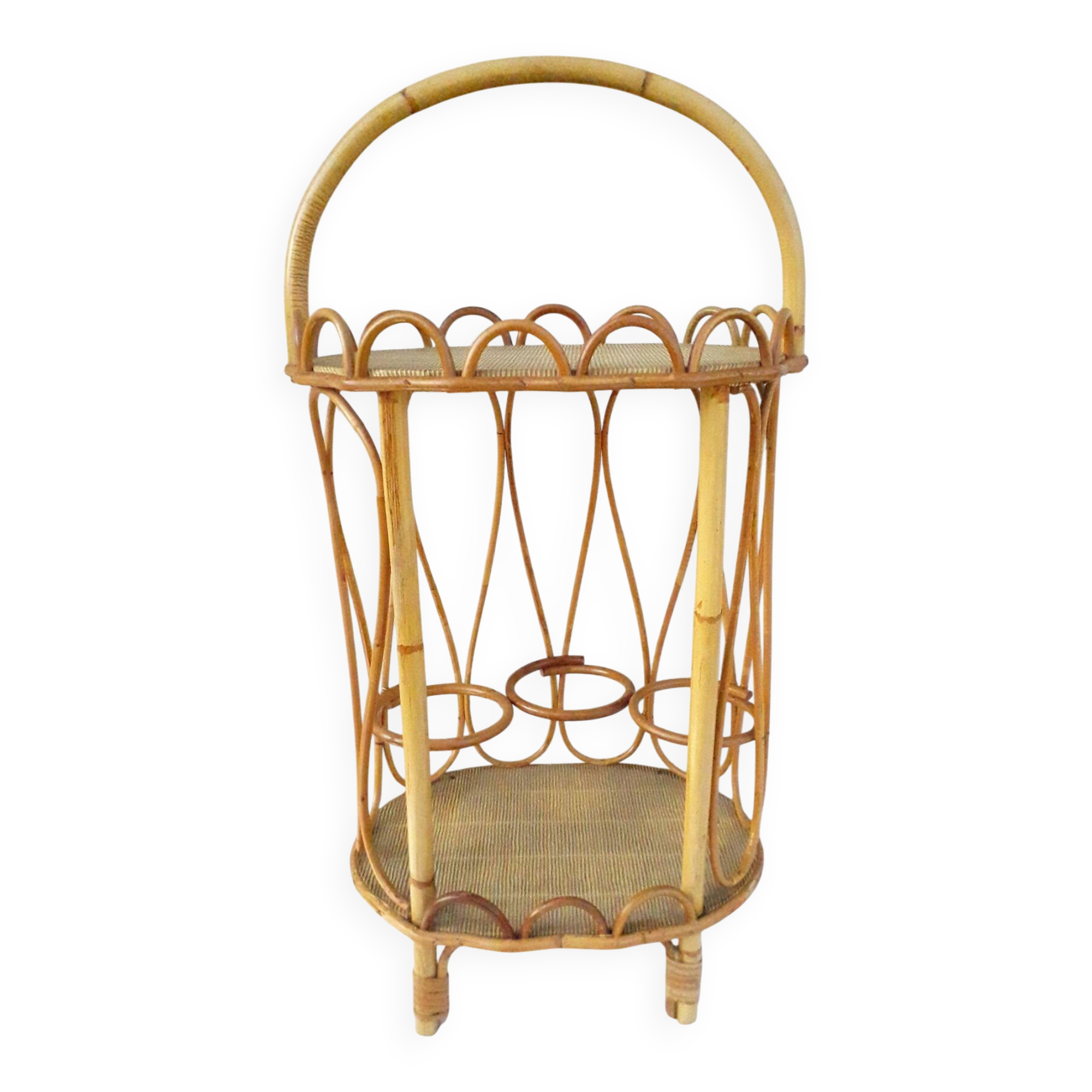 Portable bar bottle holder in rattan