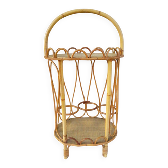 Portable bar bottle holder in rattan