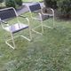 Pair of mid century cantilever iron and wood painted garden chairs, 1950s