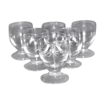 Set of 6 vintage blown glass liqueur glasses