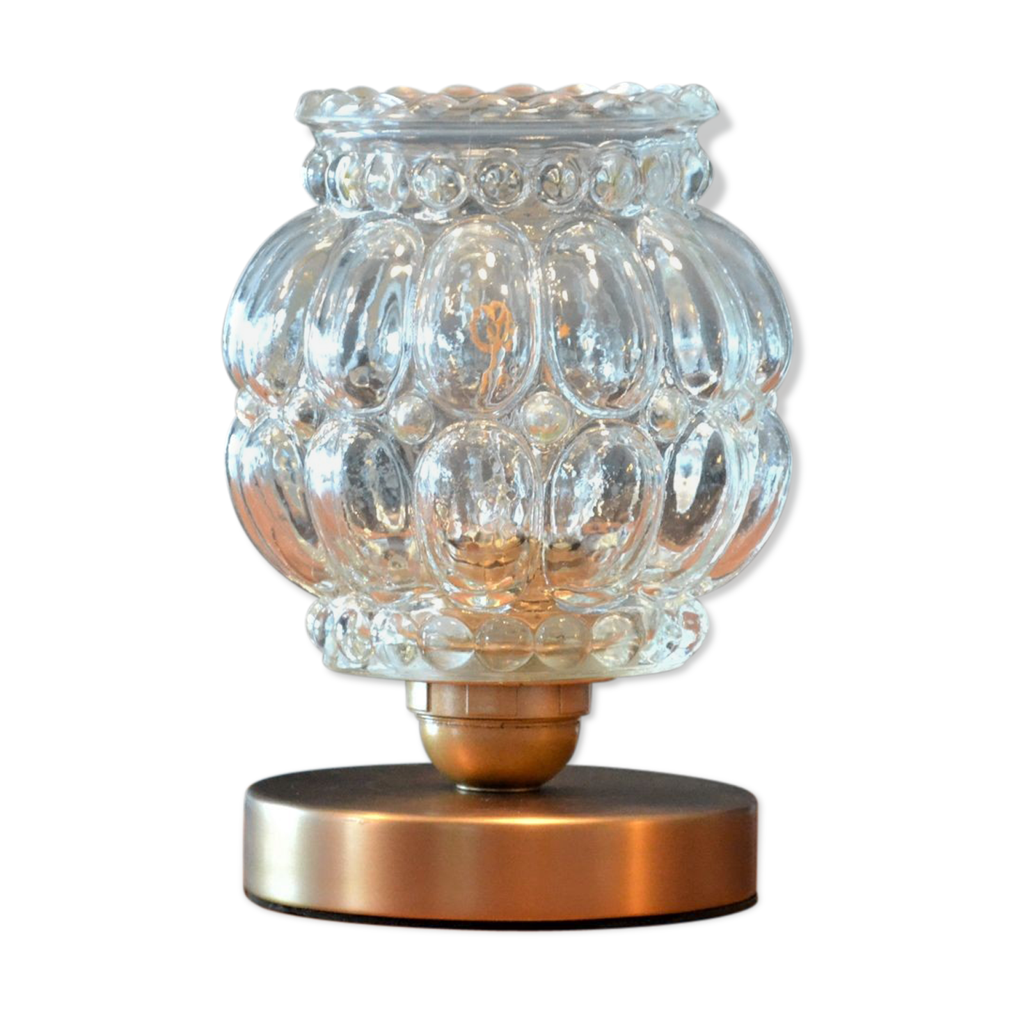 Glass globe-laying lamp with large bubbles