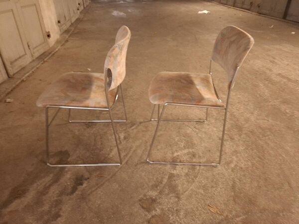 2 chaises traîneau David Rowland, années 60