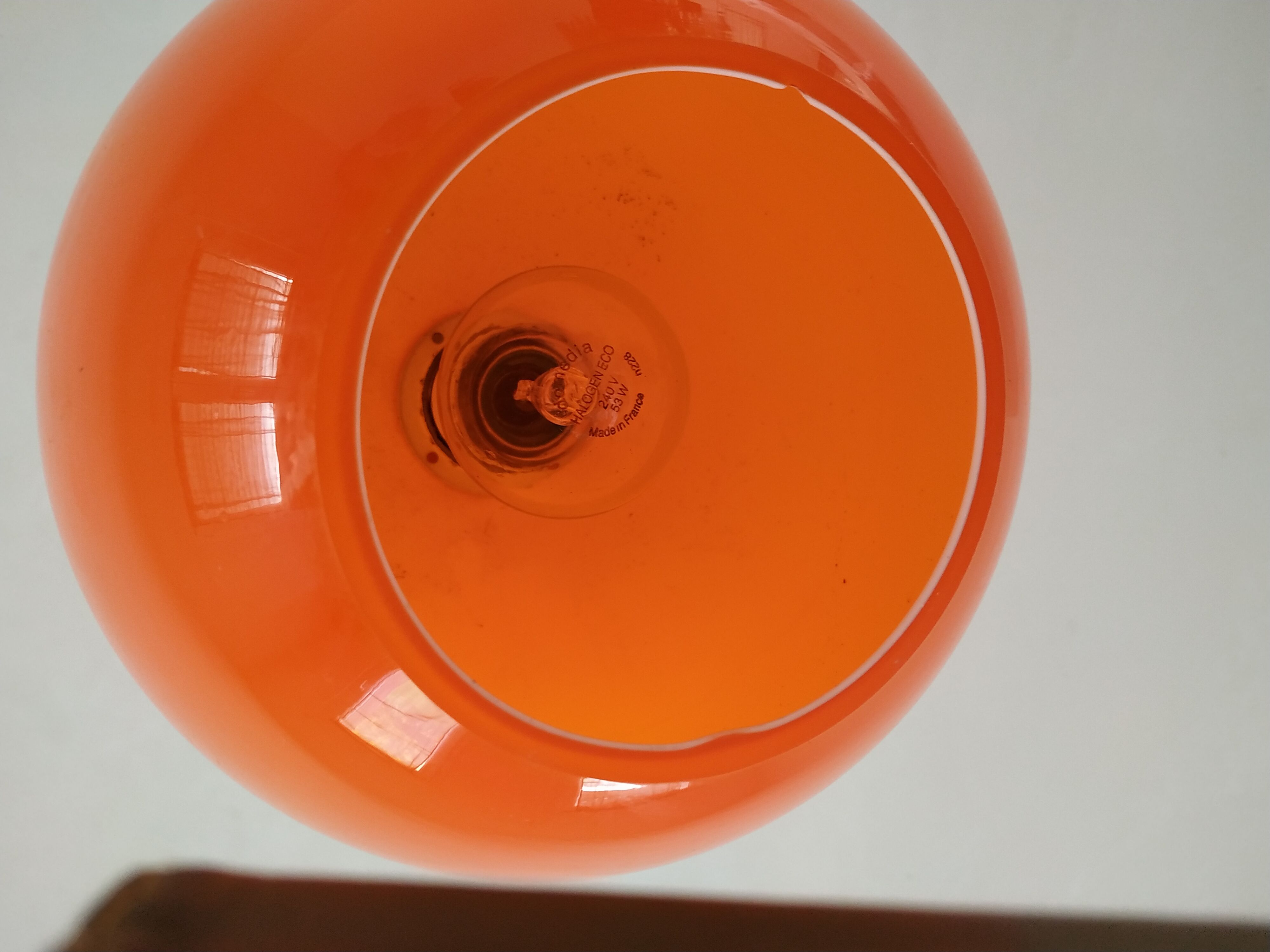 Hanging vintage space age orange ball seventies