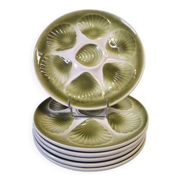 6 oyster/shellfish plates from Moulin des Loups in very good condition.