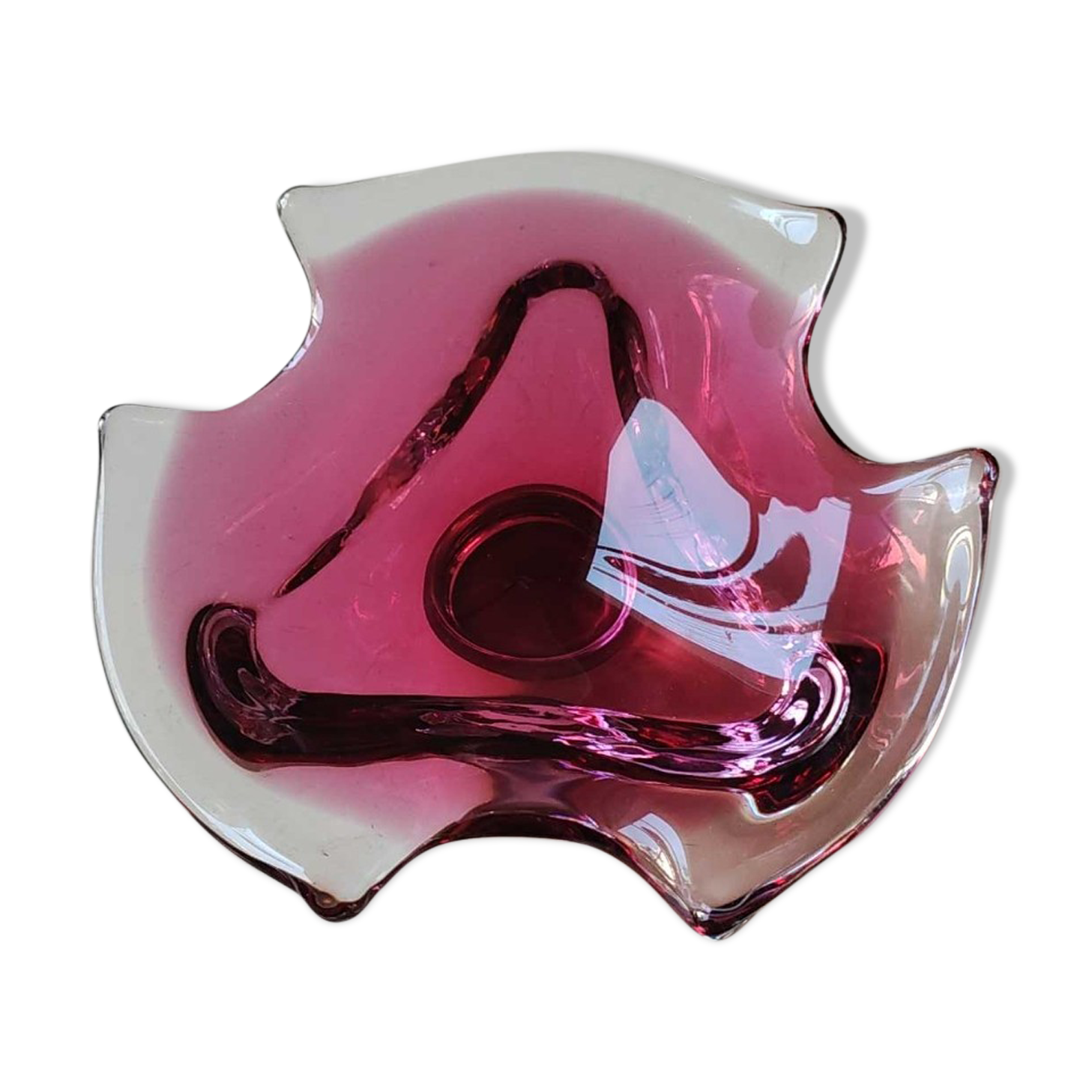 Empty pocket Murano design, blown Art glass, pink tones