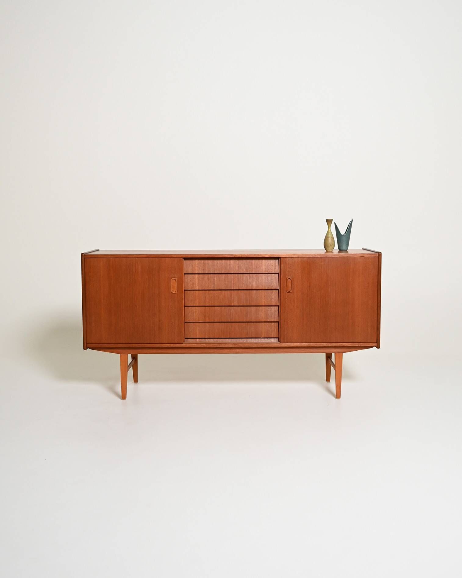 Scandinavian teak sideboard with sliding doors, 1960s