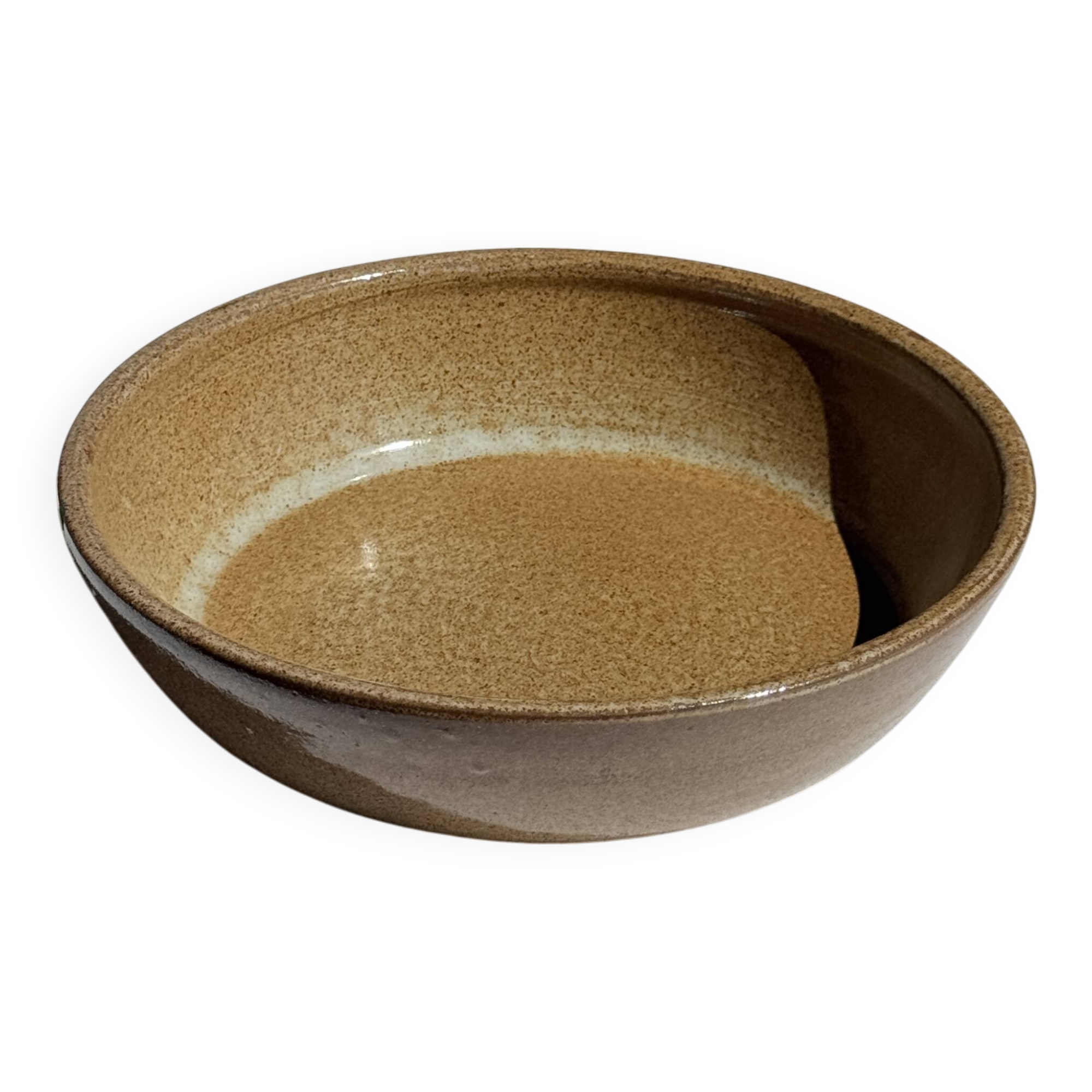 A solid brown flat-bottomed stoneware bowl D18