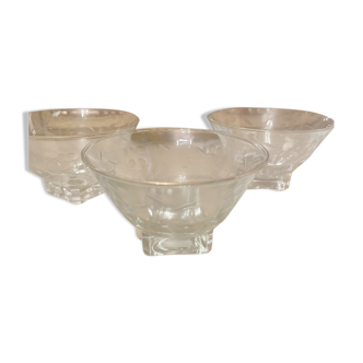 Set of 3 old champagne or cocktail glasses