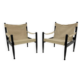 Set of mid-century Danish safari chairs by Erik Wørts for Niels Eilersen, 1960s