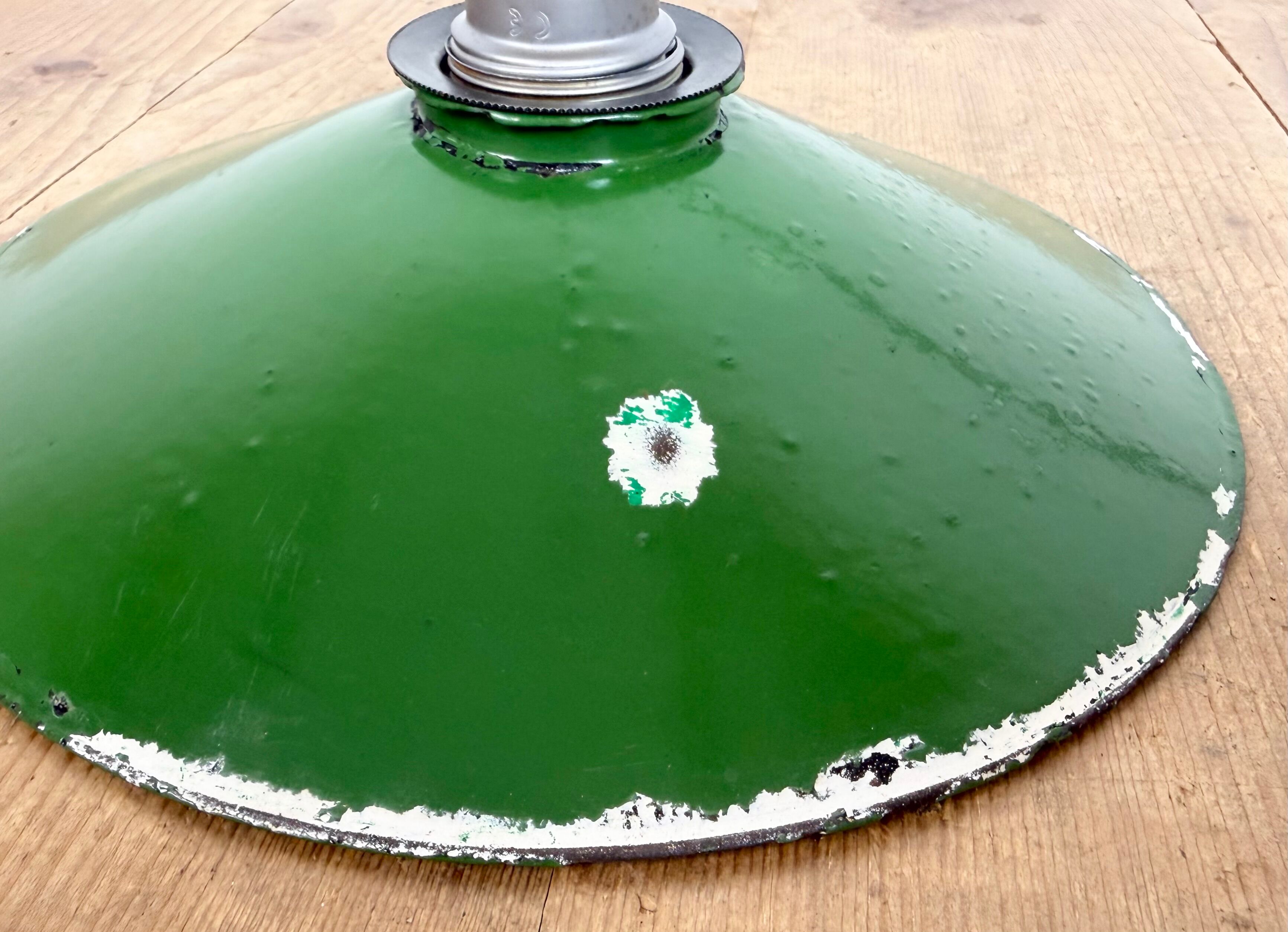 Industrial Green Enamel Light, 1950s