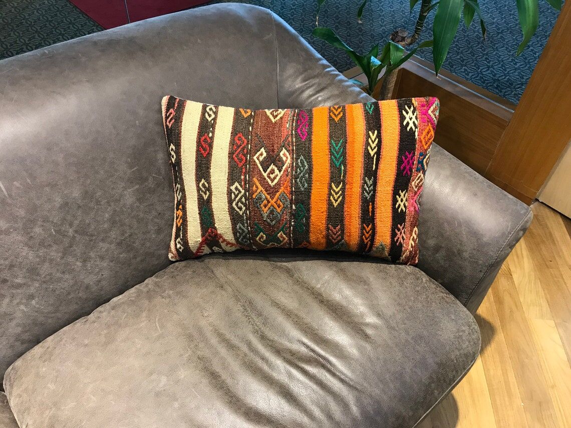 Vintage Orange Lumbar Cushion Cover 40x60cm