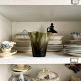 Green blown glass handkerchief vase