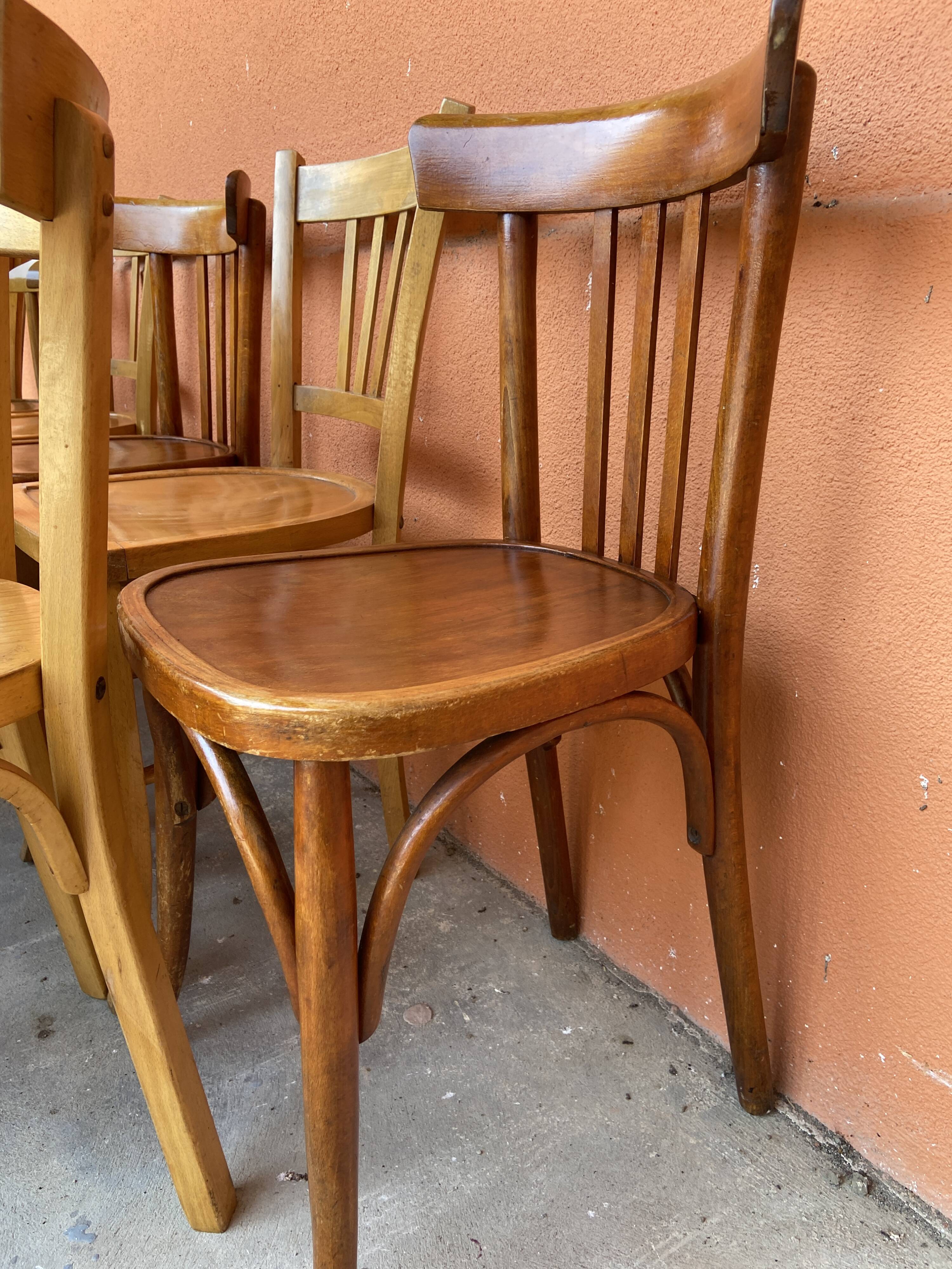set of 20 mismatched bentwood vintage restaurant bistro chairs