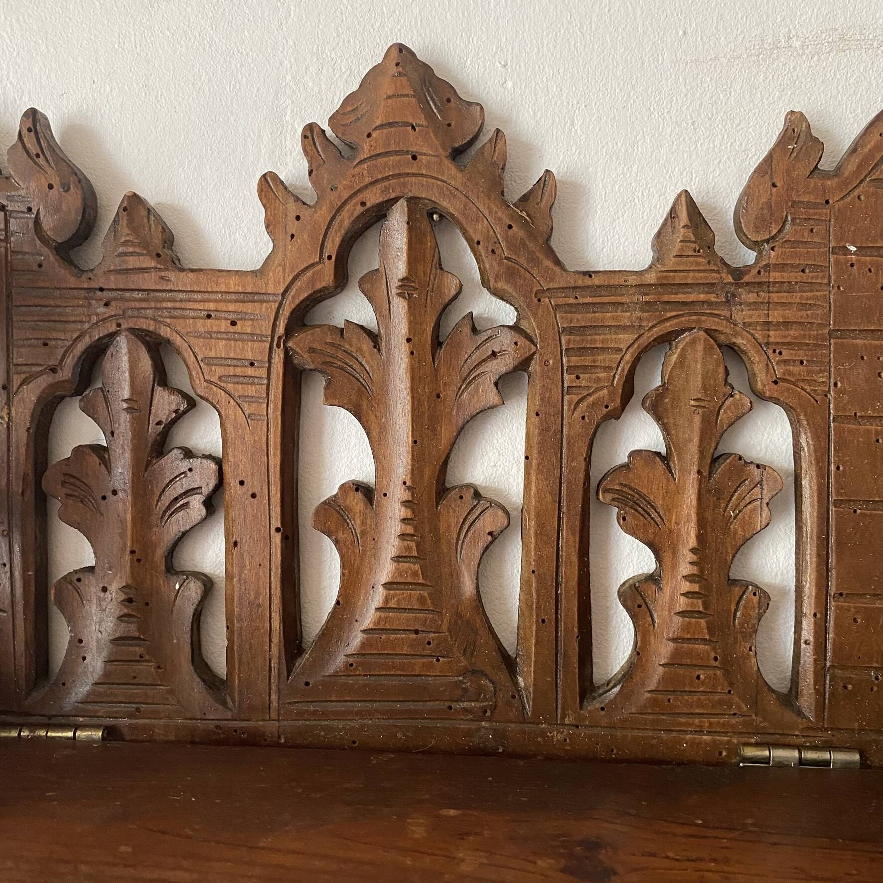 antique wall shelf gothic style openwork wood