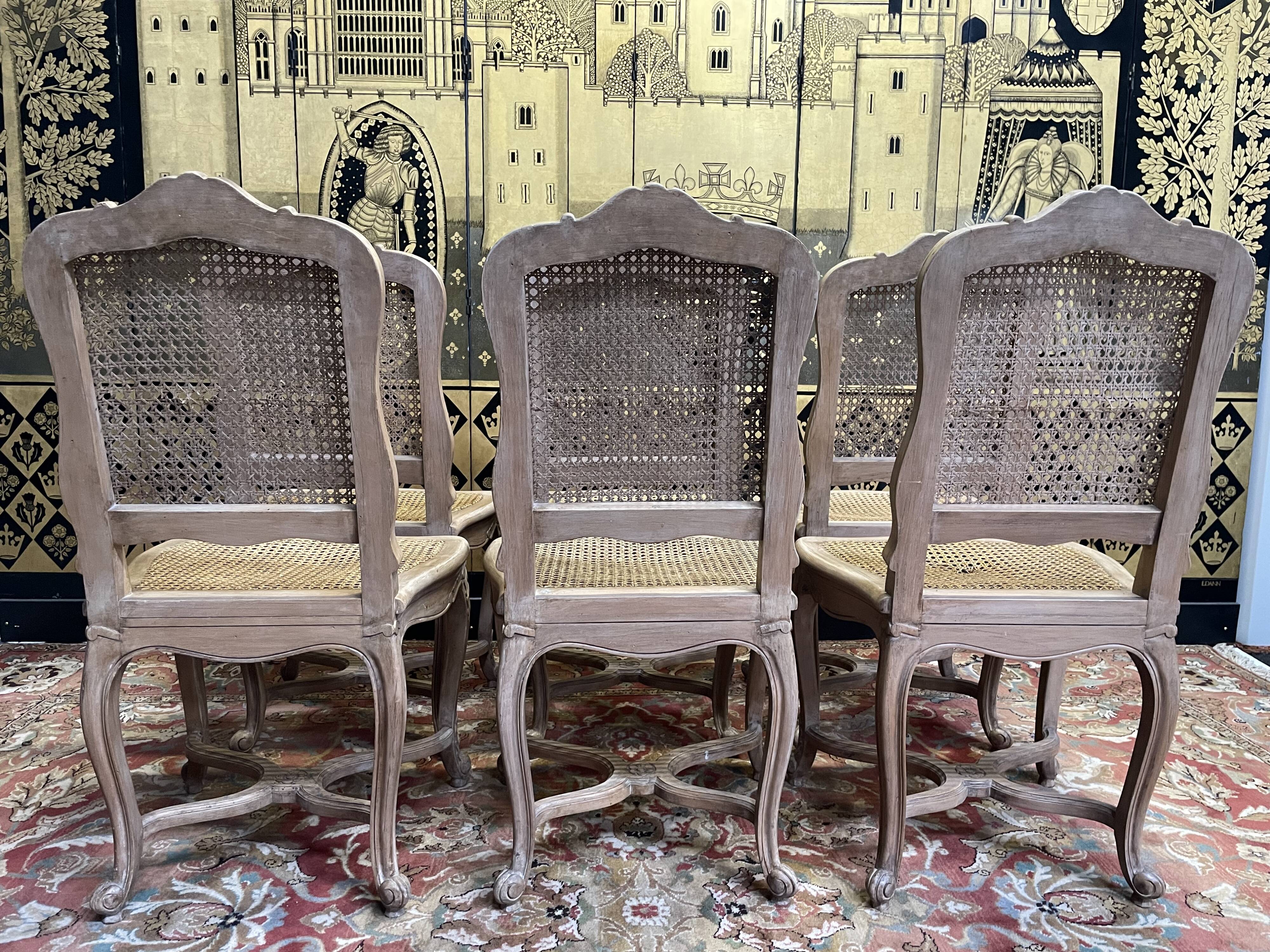 Set of 6 Louis XV style caned chairs - Regency
