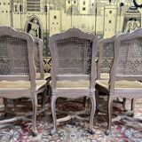 Suite de 6 chaises cannées de style Louis XV - Régence