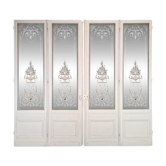 Series of 4 engraved glass doors from the early 20th century.