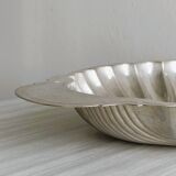 large silver-plated metal shell-shaped dish