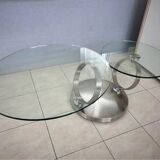 Table basse avec plateaux en verre dépliables