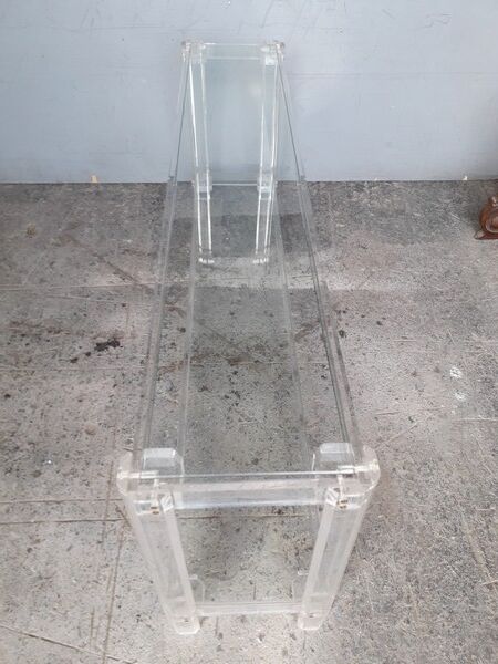 Glass console and plexiglass 1970