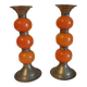 Copper and orange resin candlestick