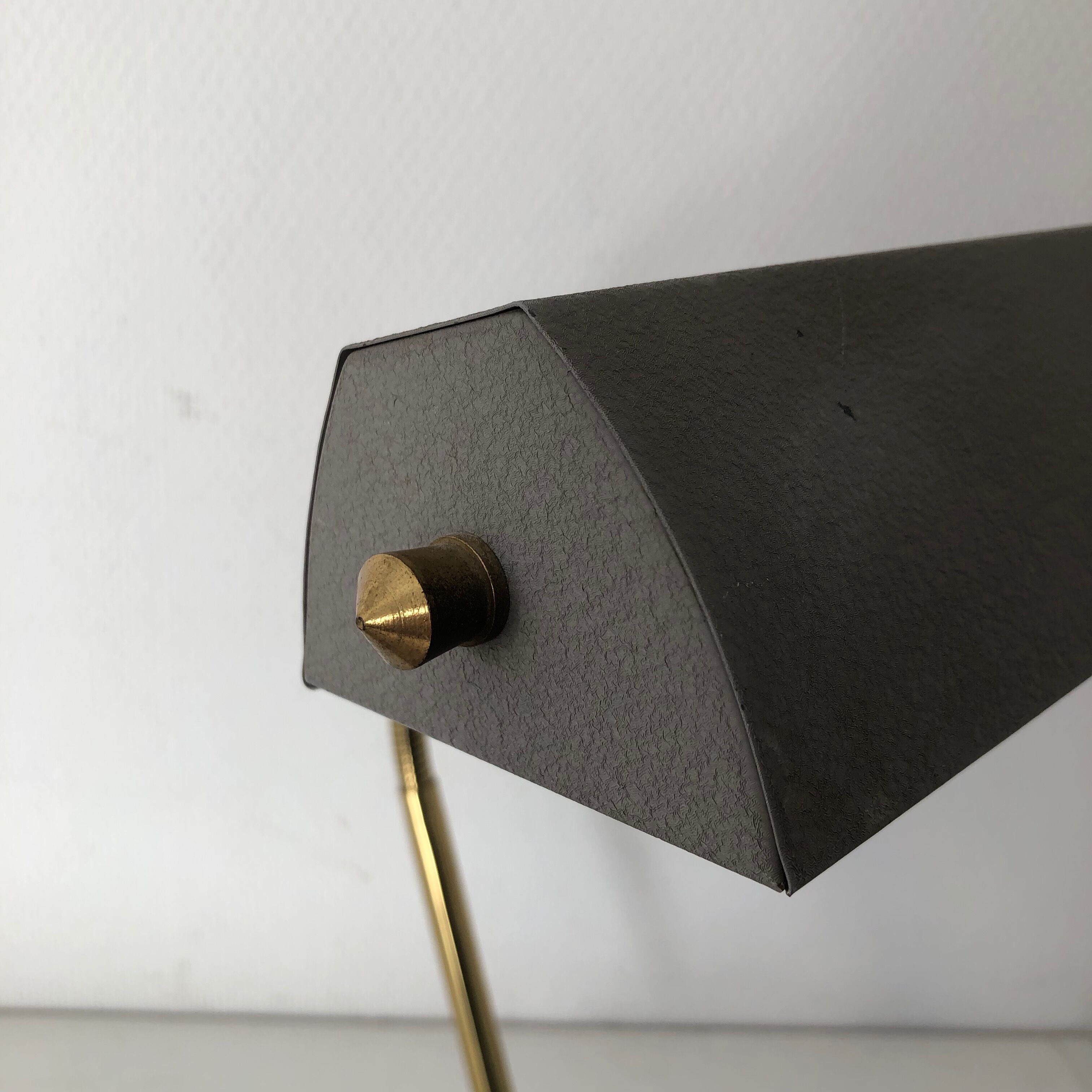 Vintage 1960 40cm grey cement Aluminor banker lamp