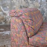 Large Beka armchair or small sofa in tapestry fabric, 70s