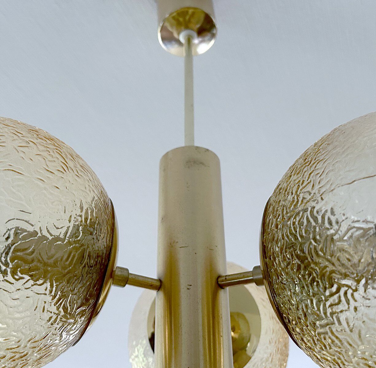 Grand lustre en verre de l'ère spatiale, années 1970