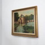 Signed 20th Century Rustic Landscape Painting the Smedepoort Bruges, Belgiu