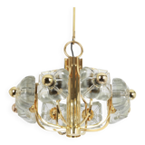 Large brass and crystal glass pendant by Sische, Germany, 1970s.