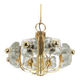 Large brass and crystal glass pendant by Sische, Germany, 1970s.