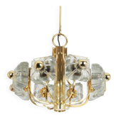 Large brass and crystal glass pendant by Sische, Germany, 1970s.